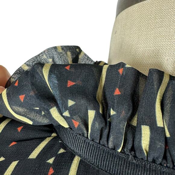 LAIA Kiara Black Patterned Blouse Peplum Style Women's Size XS - Picture 6 of 8